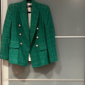 Zara Emerald Double-Breasted Blazer